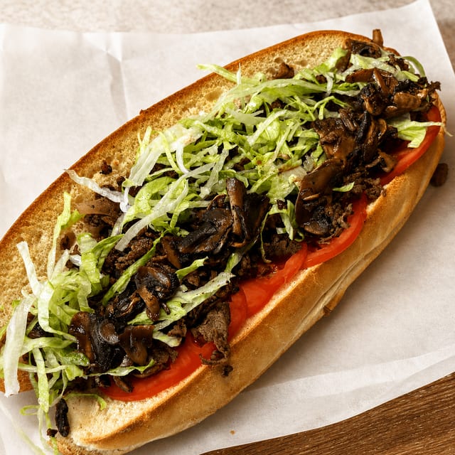 (Sm) #11 Steak, Onions, Mushrooms, Lettuce & Tomato.