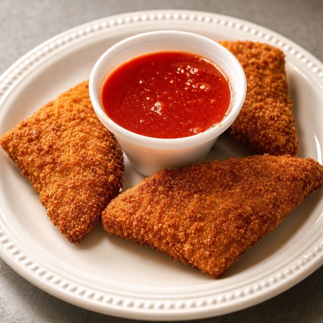 Fried Mozzarella Triangles.