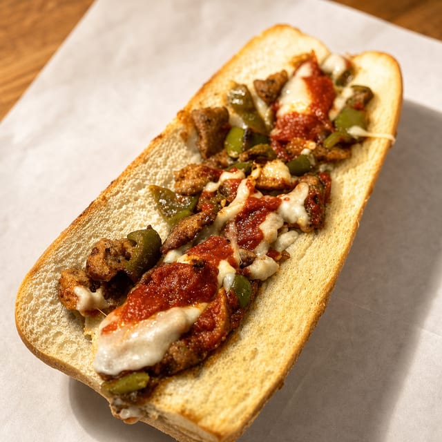 (X-Lg) Meatball, Italian Sausage & Baked Peppers Grinders.